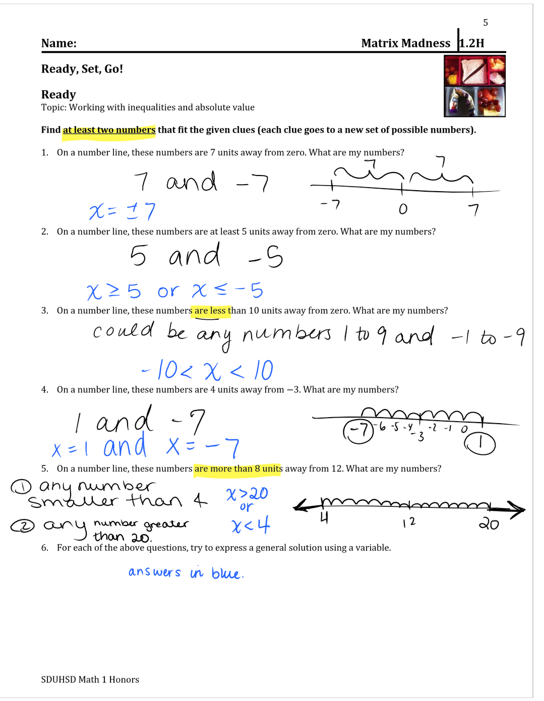 Chapter 4 4 Integrated Math 2 Worksheet